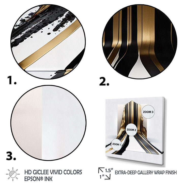 Black And Gold Cubic Expression V - Modern Bedroom Wall Art