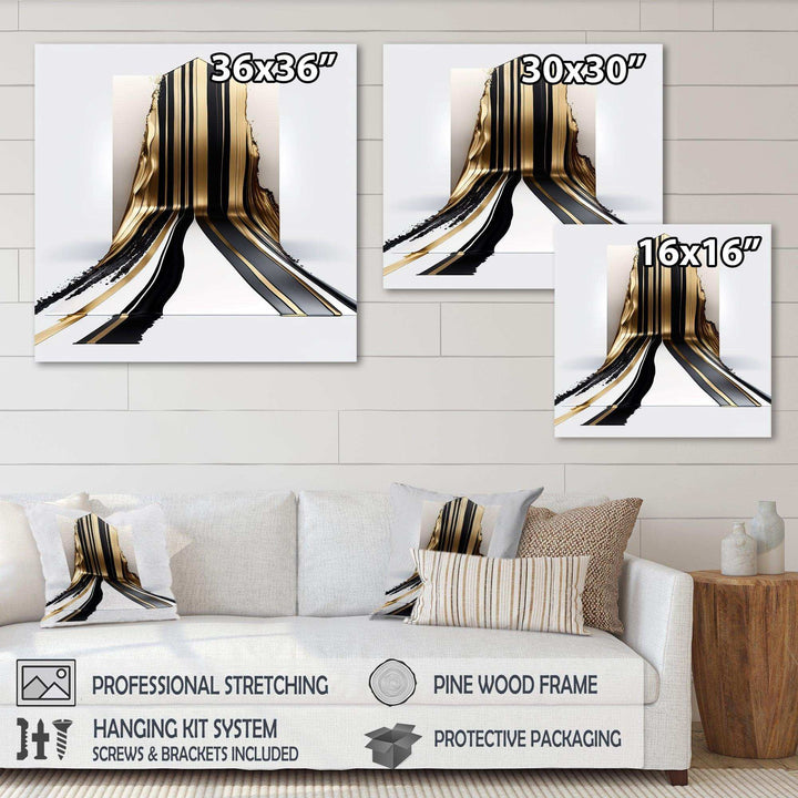 Black And Gold Cubic Expression V - Modern Bedroom Wall Art