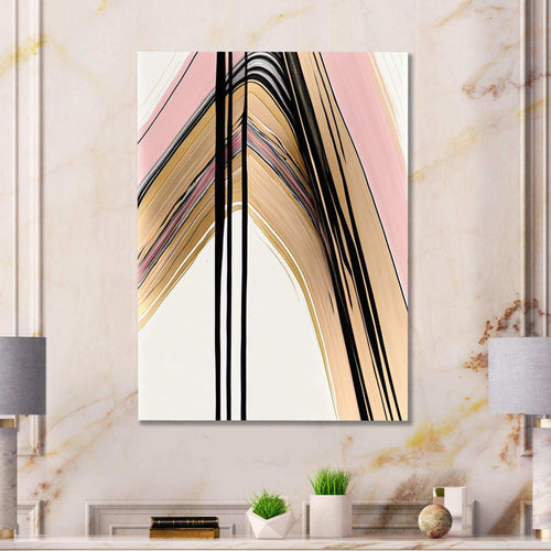 Minimalism Pink And Gold Cubic Fusion V - Modern Bedroom Wall Art