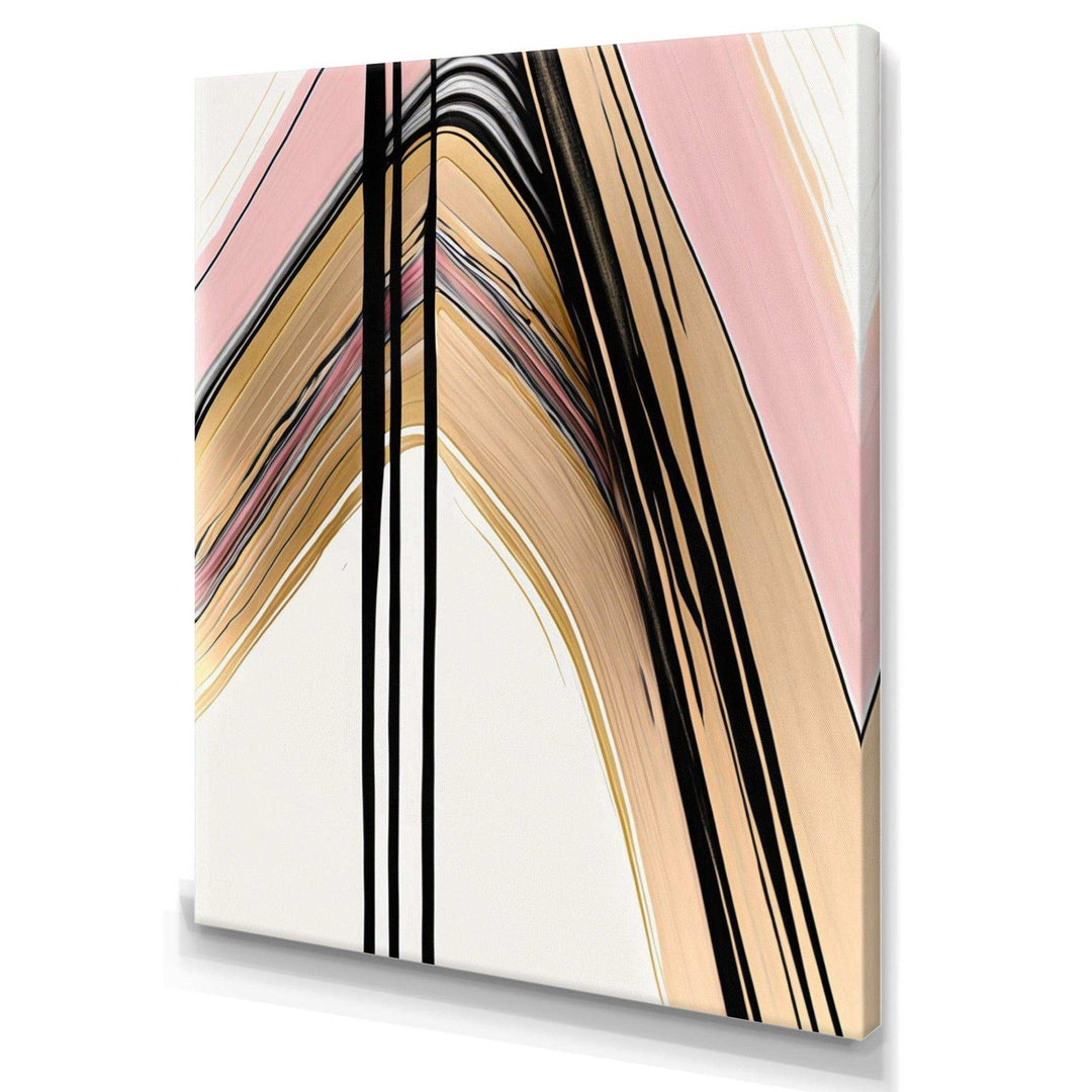 Minimalism Pink And Gold Cubic Fusion V - Modern Bedroom Wall Art