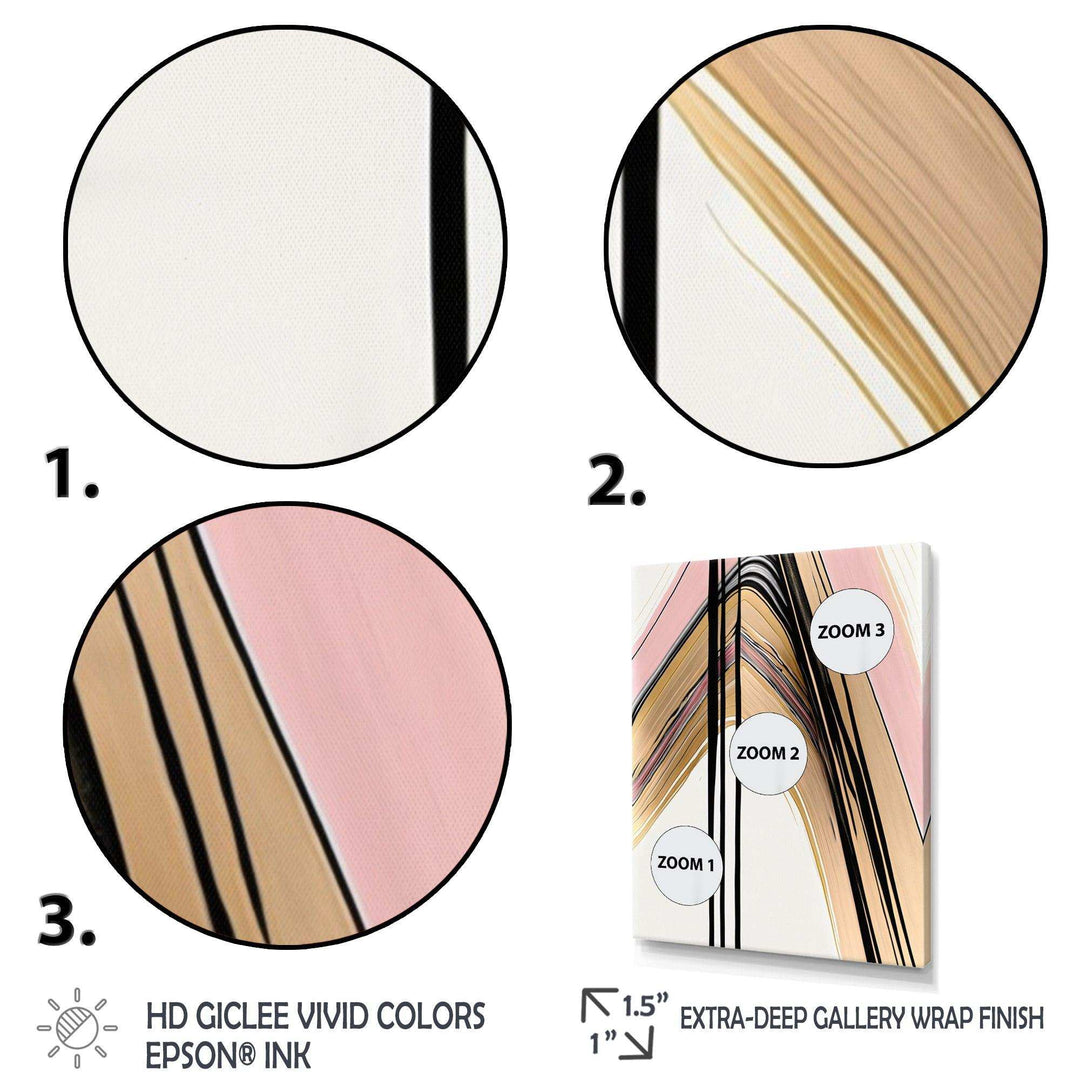 Minimalism Pink And Gold Cubic Fusion V - Modern Bedroom Wall Art