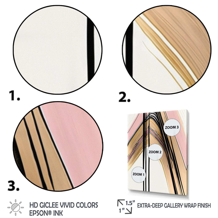 Minimalism Pink And Gold Cubic Fusion V - Modern Bedroom Wall Art