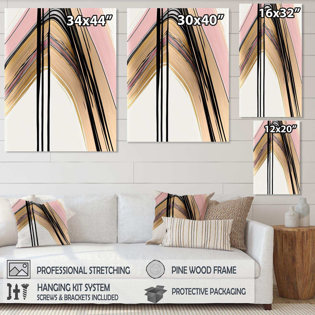 Minimalism Pink And Gold Cubic Fusion V - Modern Bedroom Wall Art