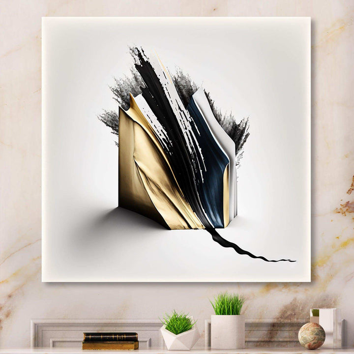 Black And Gold Cubic Expression VI - Modern Bedroom Wall Art