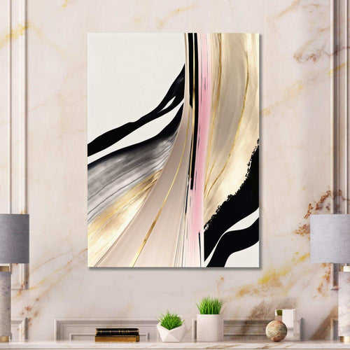 Minimalism Pink And Gold Cubic Fusion VII - Modern Living Room Wall Decor