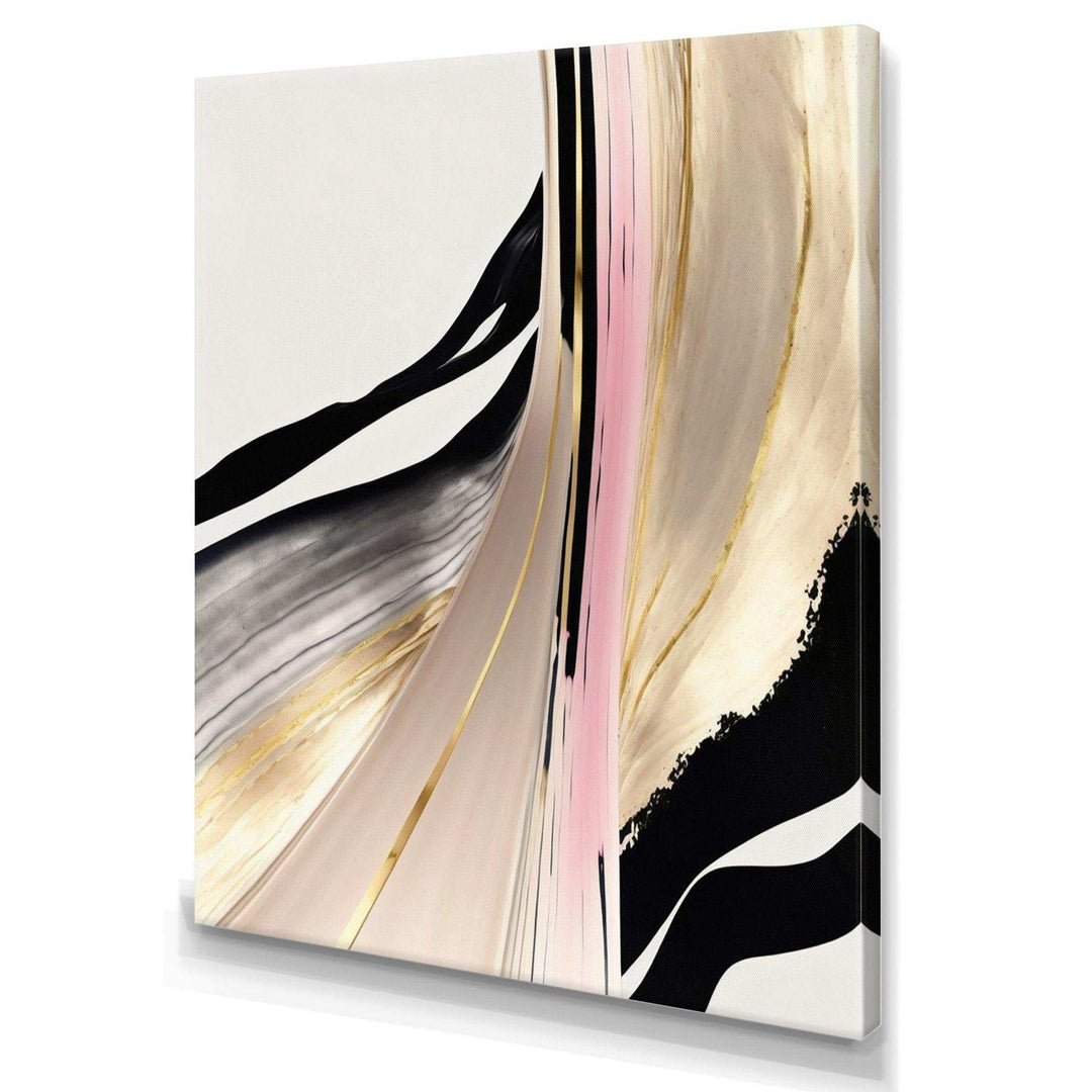 Minimalism Pink And Gold Cubic Fusion VII - Modern Living Room Wall Decor