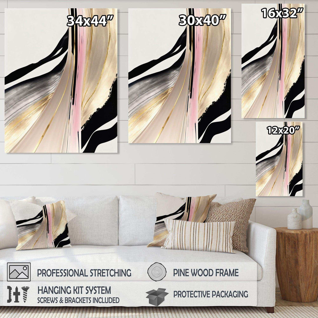 Minimalism Pink And Gold Cubic Fusion VII - Modern Living Room Wall Decor
