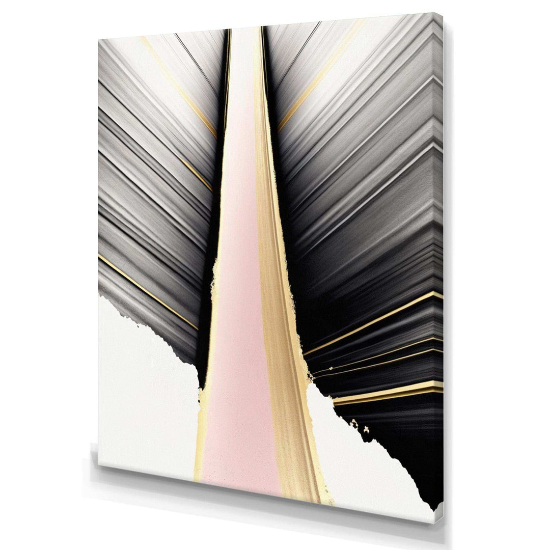 Minimalism Pink And Gold Cubic Fusion VIII - Modern Bedroom Wall Art