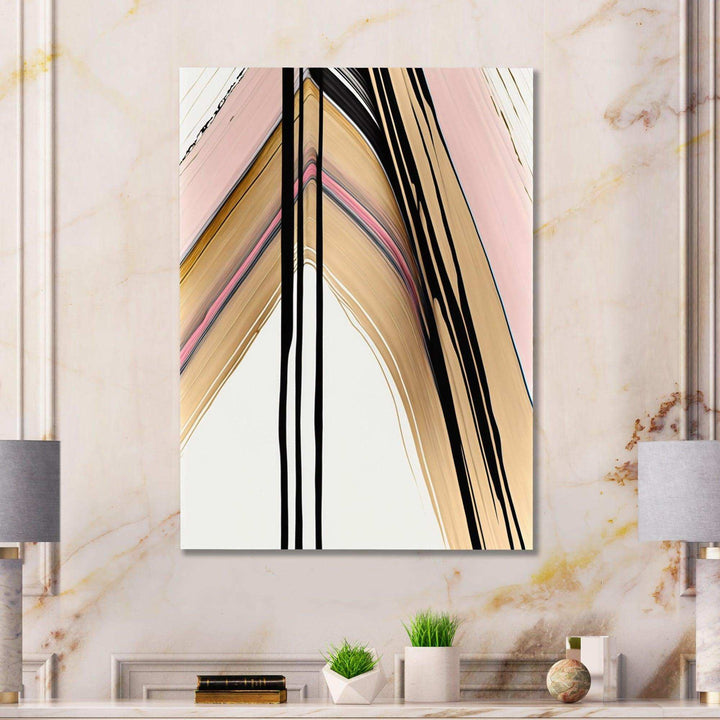 Minimalism Pink And Gold Cubic Fusion IX - Modern Wall Art Prints
