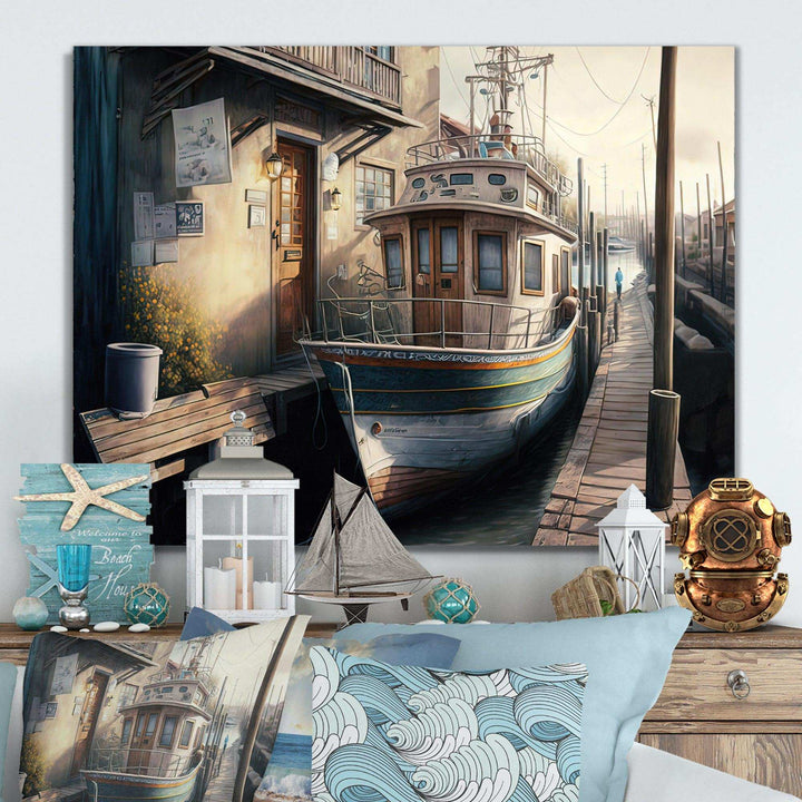 Rustic Port With A Fishing Boat IV