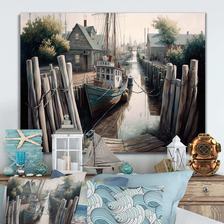 Rustic Port With A Fishing Boat V