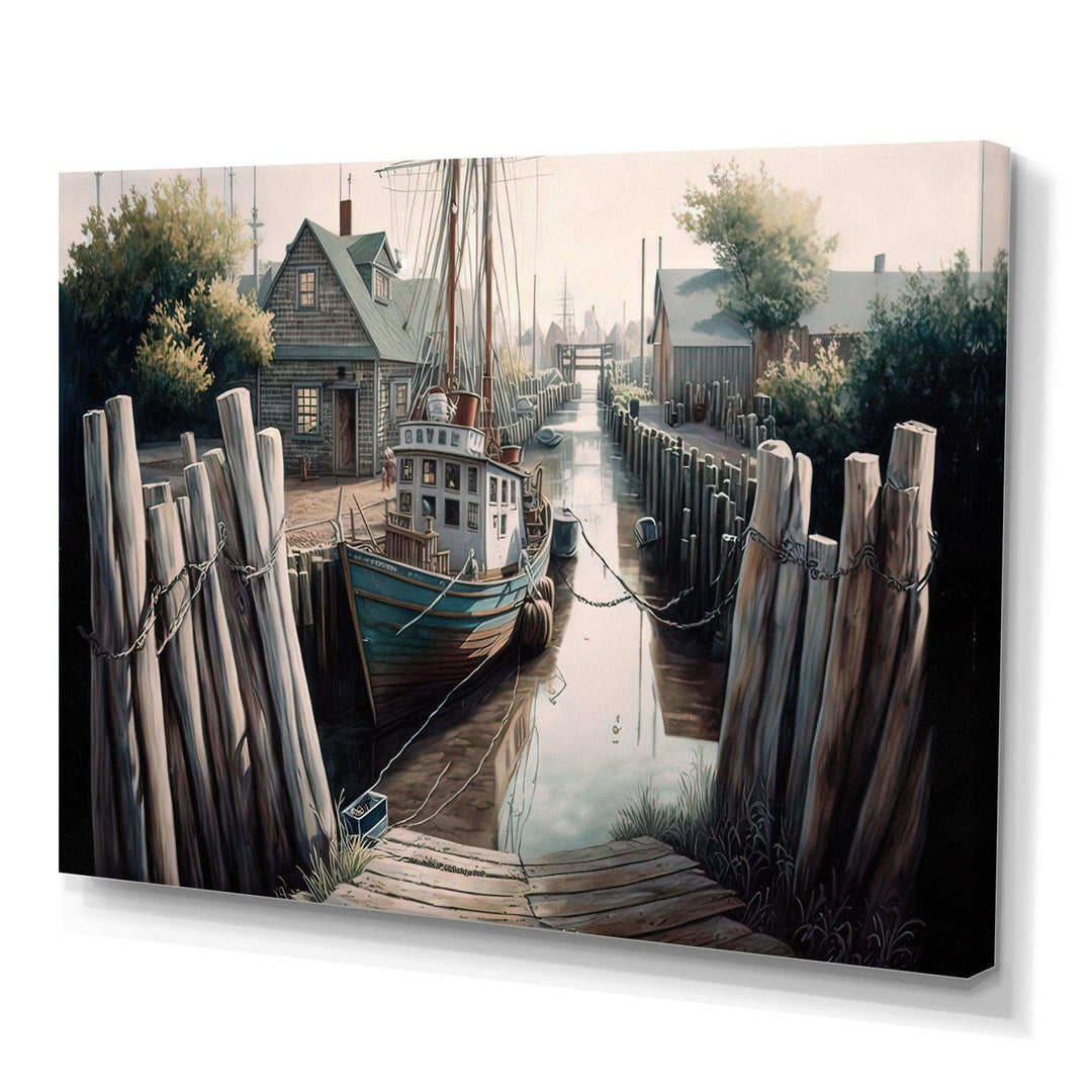 Rustic Port With A Fishing Boat V