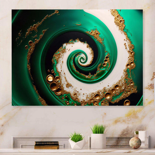 Green And Gold Crashing Waves I - Modern Wall Art Prints