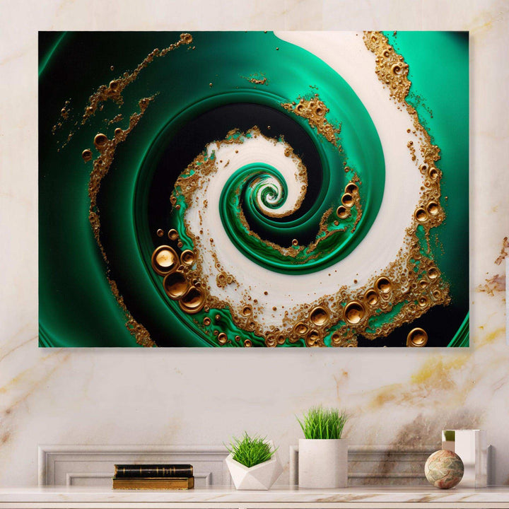 Green And Gold Crashing Waves I - Modern Wall Art Prints