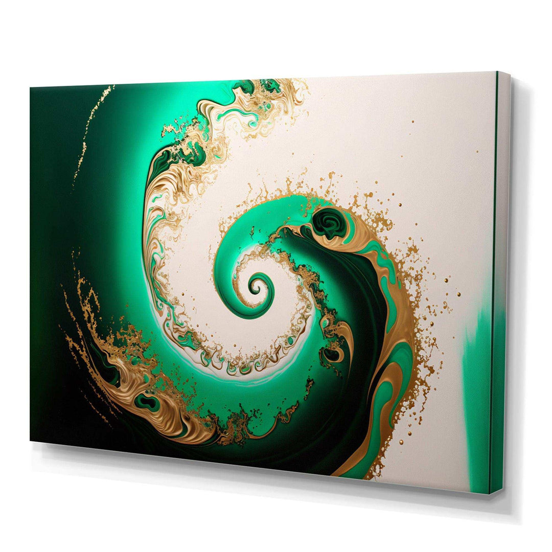 Green And Gold Crashing Waves II - Modern Canvas Wall Art