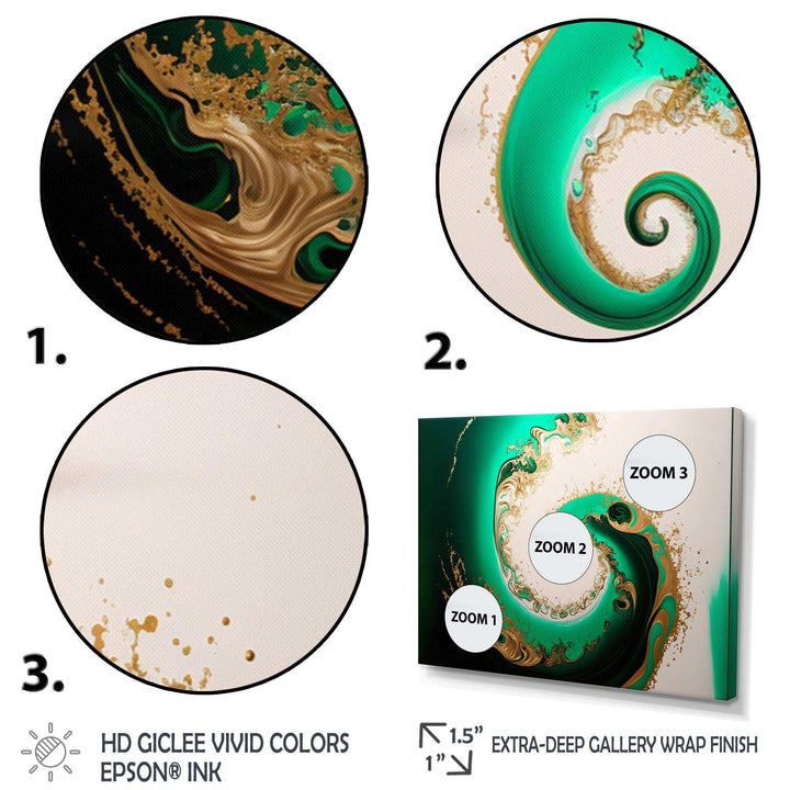 Green And Gold Crashing Waves II - Modern Canvas Wall Art
