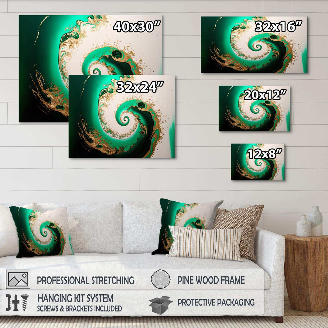 Green And Gold Crashing Waves II - Modern Canvas Wall Art