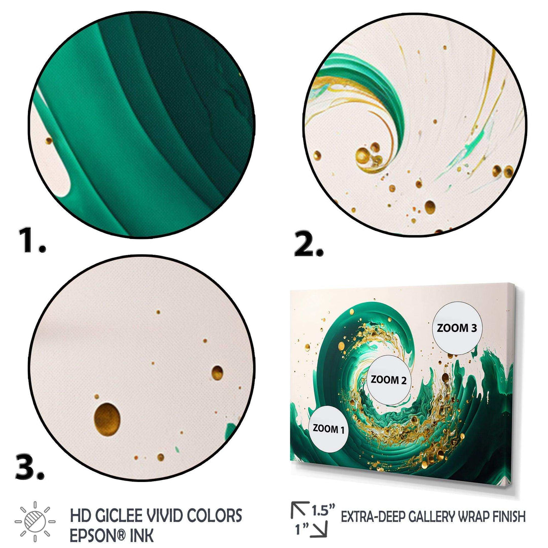 Green And Gold Crashing Waves IV - Modern Bedroom Wall Art