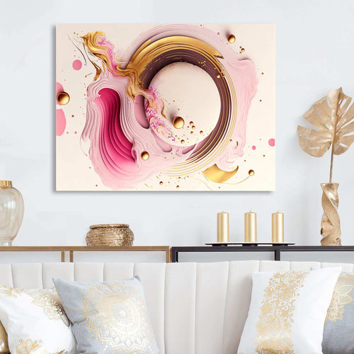 Pink Watercolor Circular Abstract III - Modern Canvas Wall Art