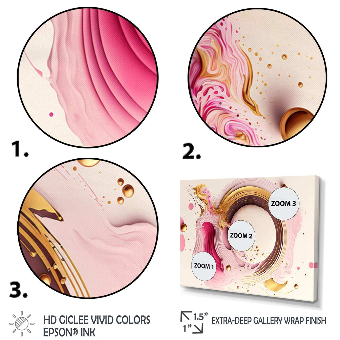 Pink Watercolor Circular Abstract III - Modern Canvas Wall Art