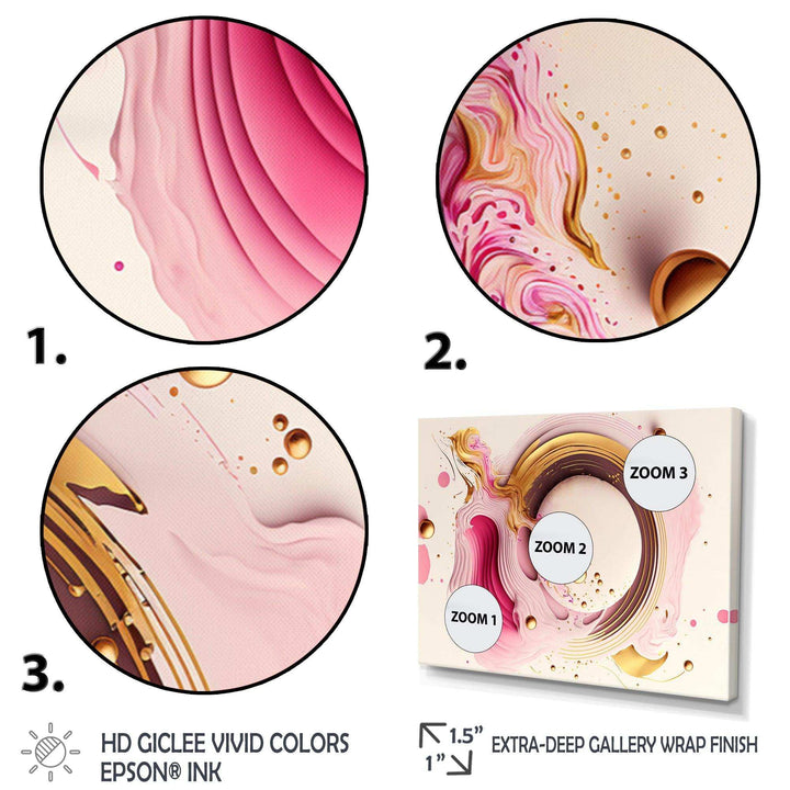 Pink Watercolor Circular Abstract III - Modern Canvas Wall Art