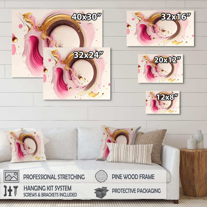 Pink Watercolor Circular Abstract III - Modern Canvas Wall Art
