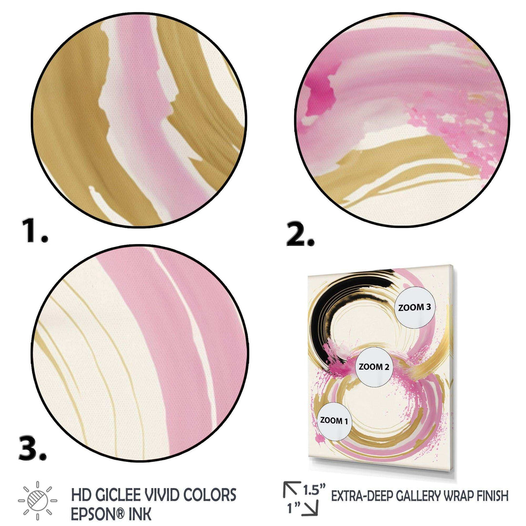 Pink And Gold Curves IV - Modern Bedroom Wall Art