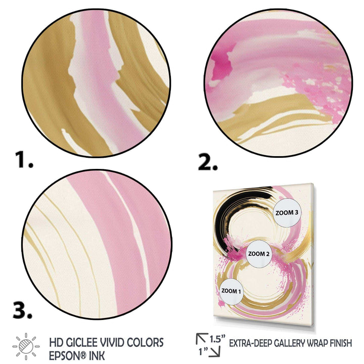 Pink And Gold Curves IV - Modern Bedroom Wall Art