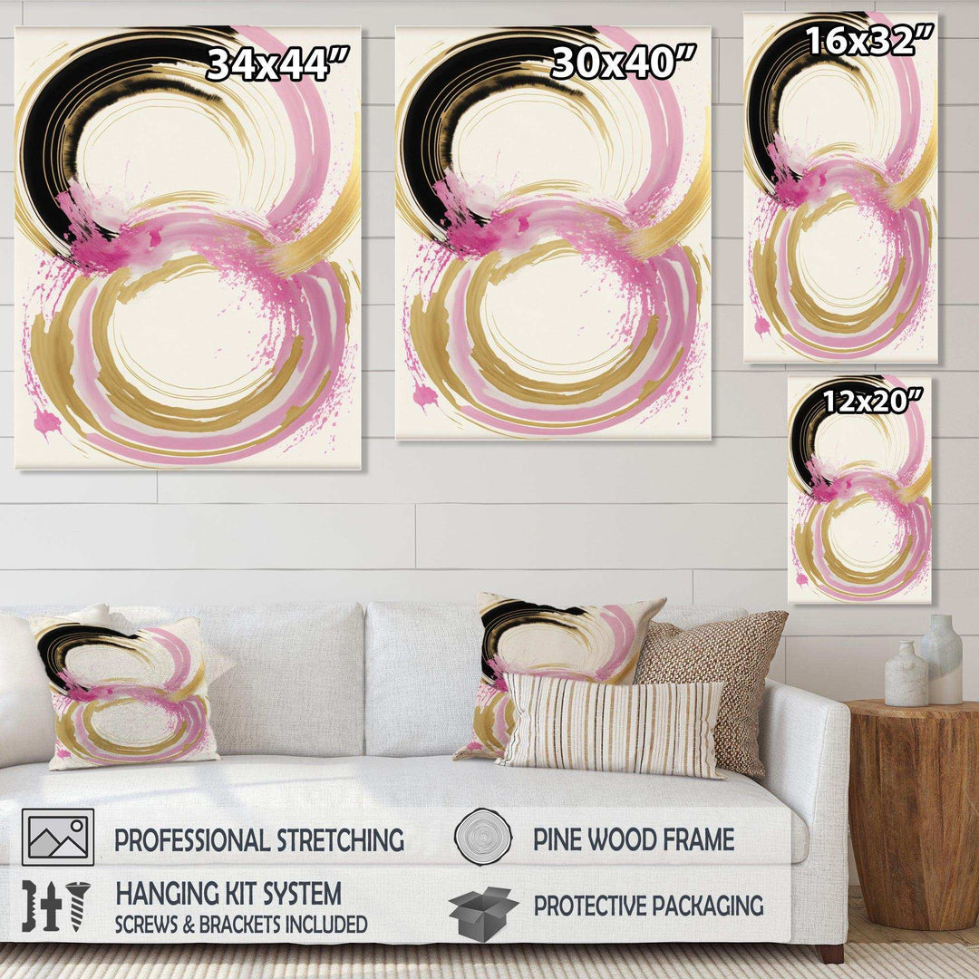 Pink And Gold Curves IV - Modern Bedroom Wall Art