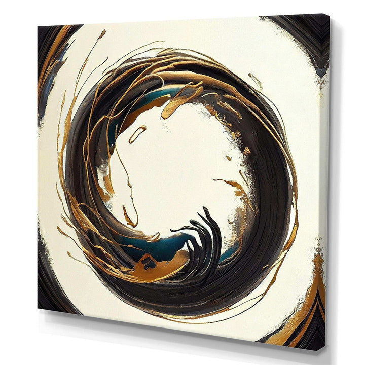 Gold Glamour Circle 1 II - Modern Living Room Wall Decor