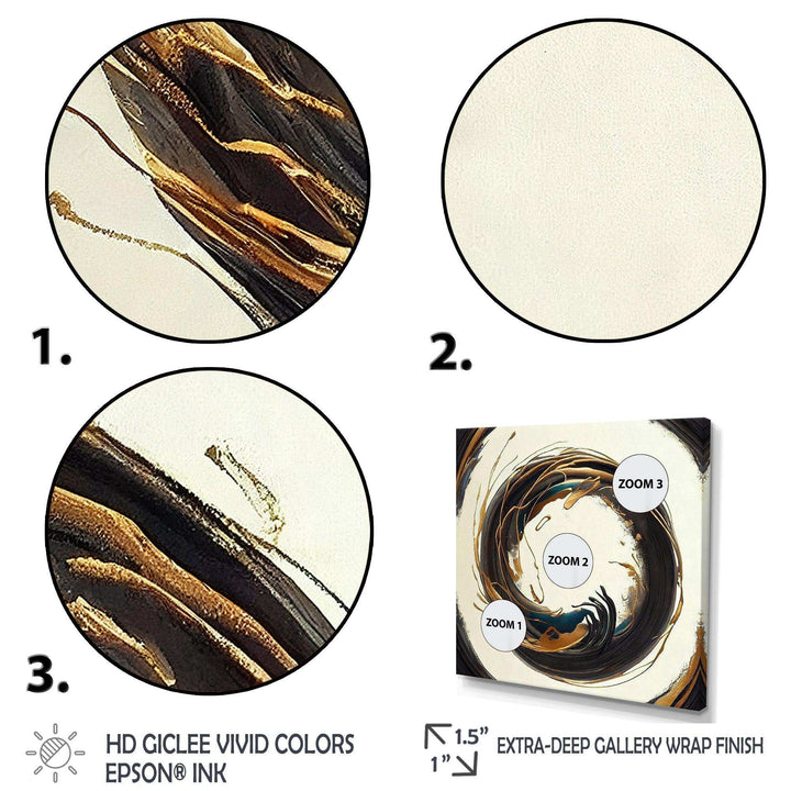 Gold Glamour Circle 1 II - Modern Living Room Wall Decor