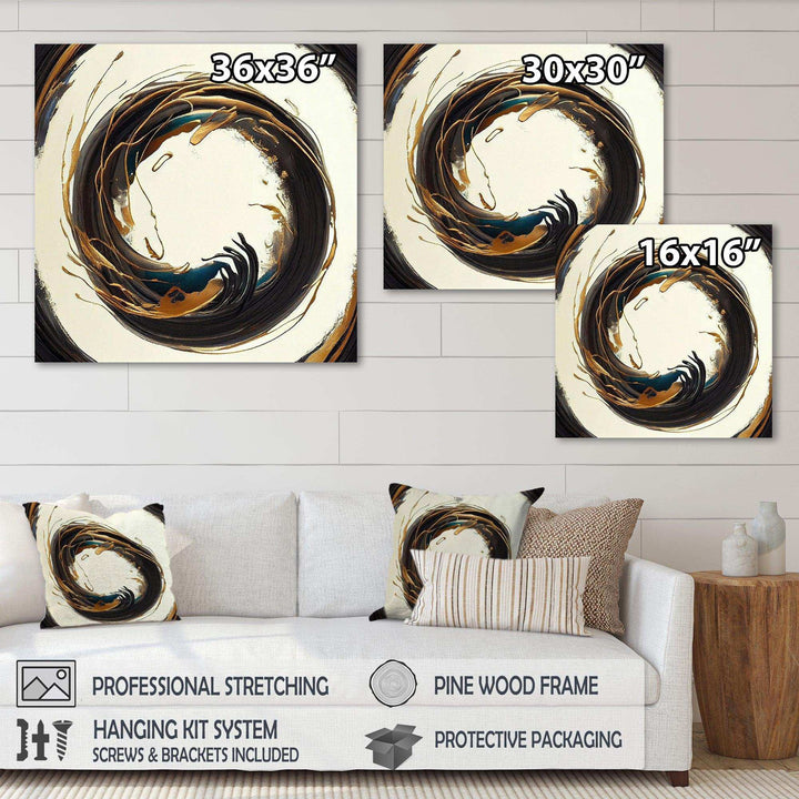 Gold Glamour Circle 1 II - Modern Living Room Wall Decor
