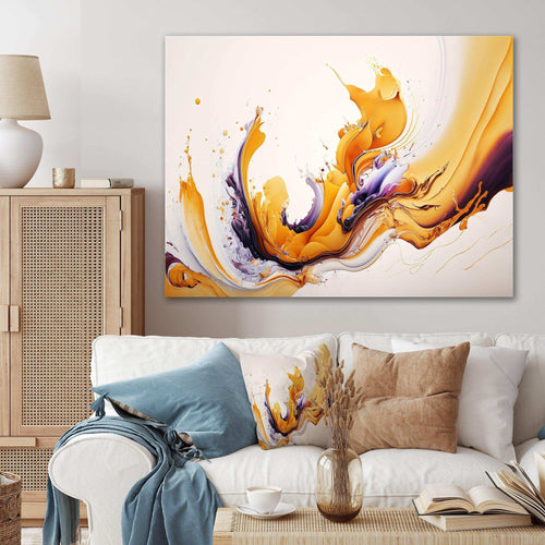 White And Gold Fusion I - Modern Wall Art Prints