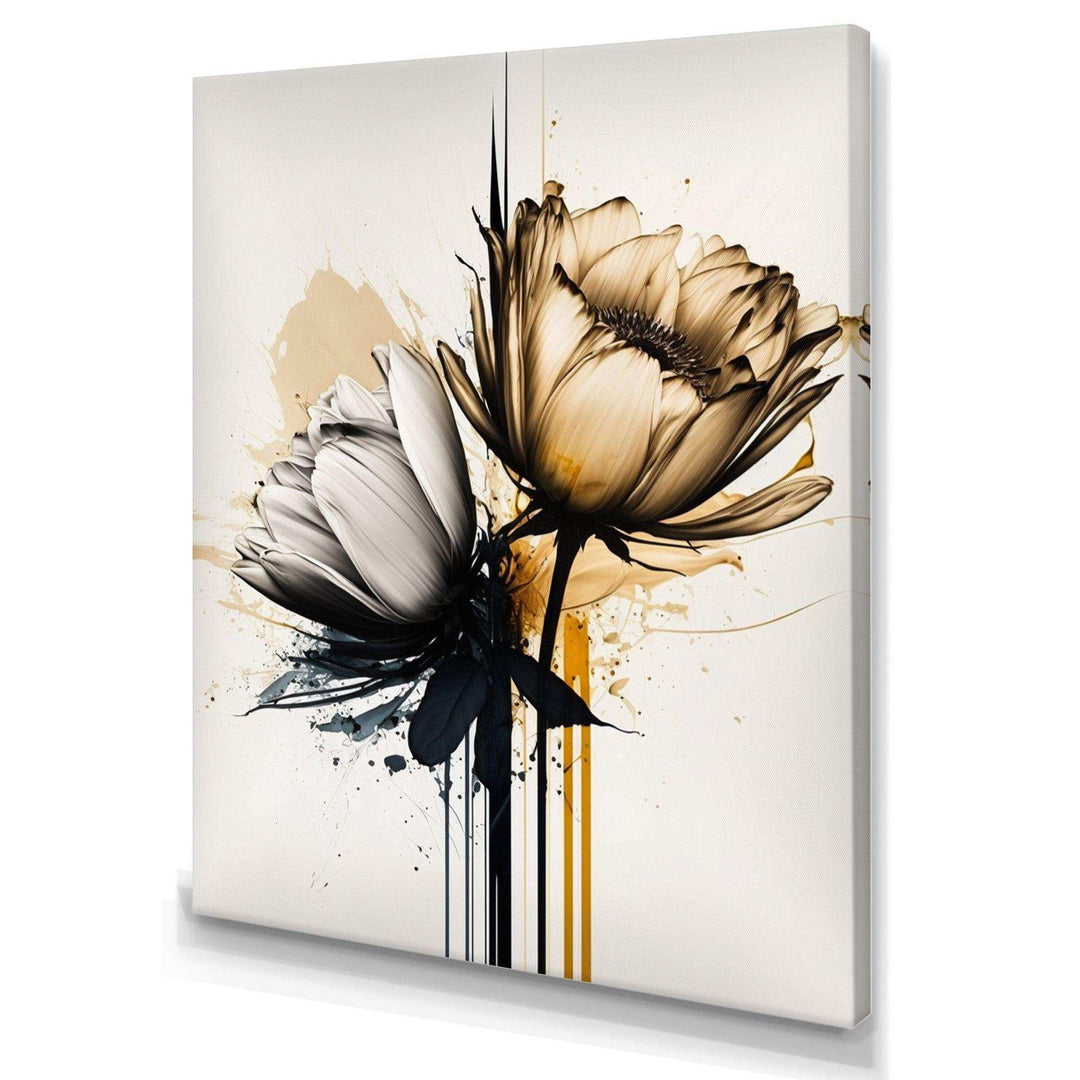 Yellow Daisy Flower On Abstract Fusion  - Traditional Living Room Wall Decor