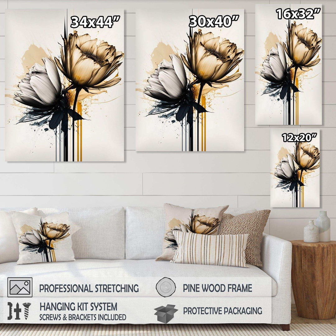 Yellow Daisy Flower On Abstract Fusion  - Traditional Living Room Wall Decor