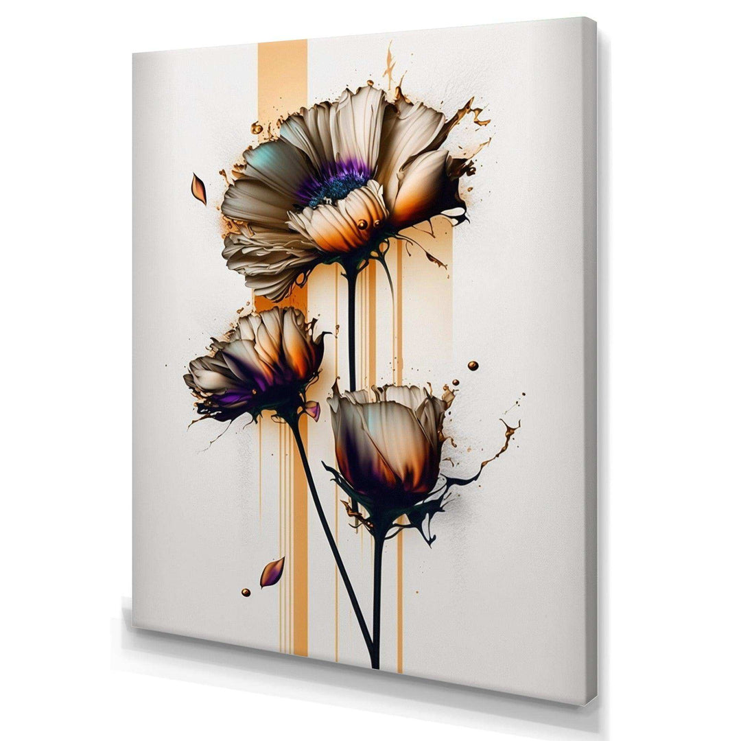 Orange Daisy Flower On Abstract Fusion I - Traditional Canvas Wall Art