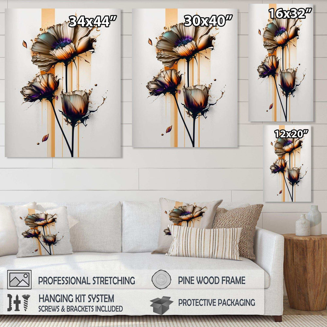 Orange Daisy Flower On Abstract Fusion I - Traditional Canvas Wall Art
