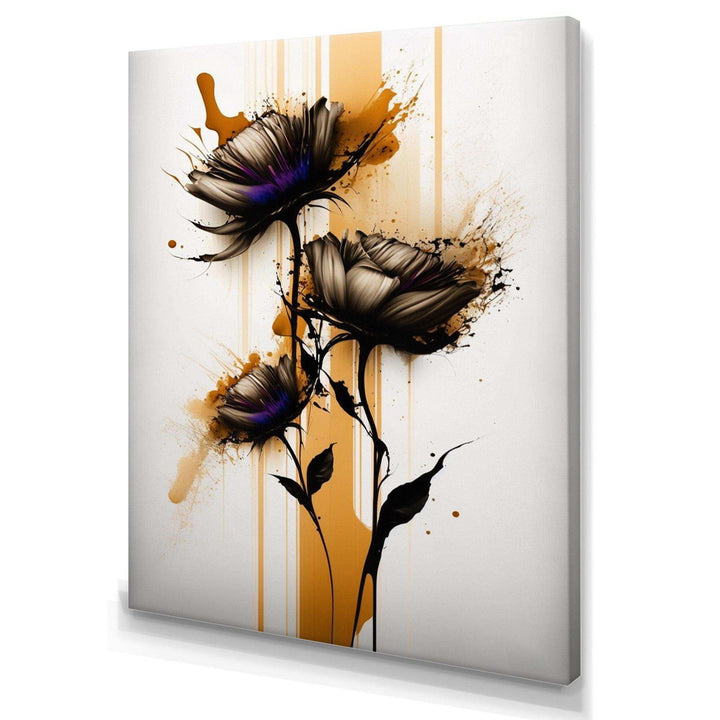 Orange Daisy Flower On Abstract Fusion II - Traditional Living Room Wall Decor