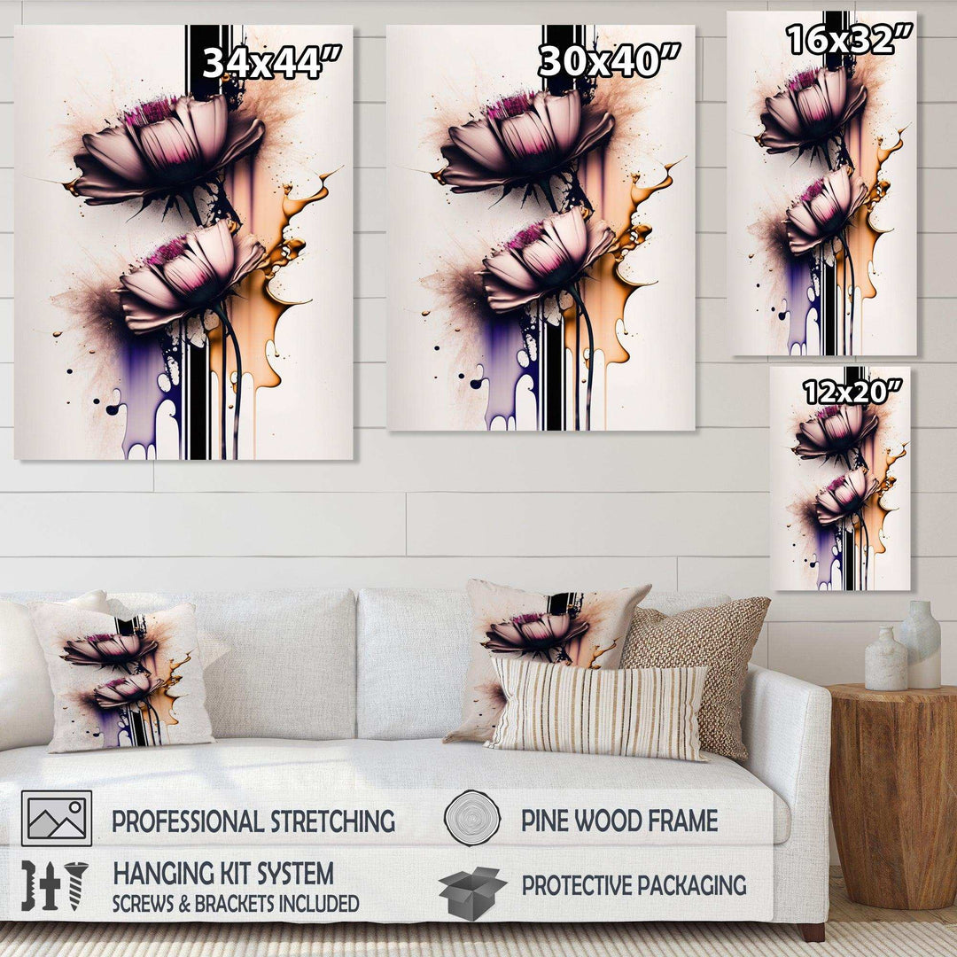 Pink Daisy Flower On Abstract Fusion I - Traditional Wall Art Prints