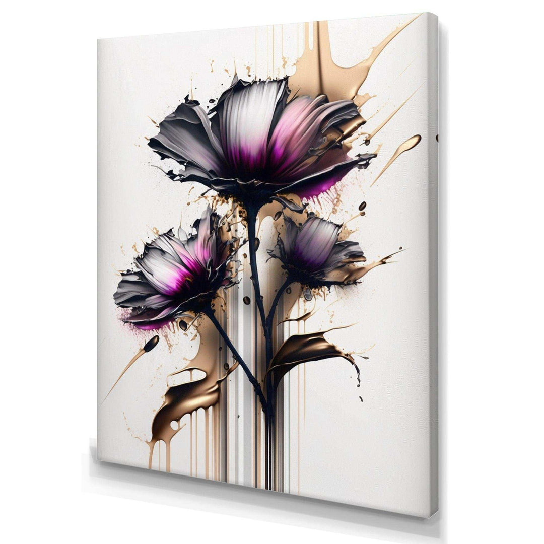 Pink Daisy Flower On Abstract Fusion III - Traditional Canvas Wall Art