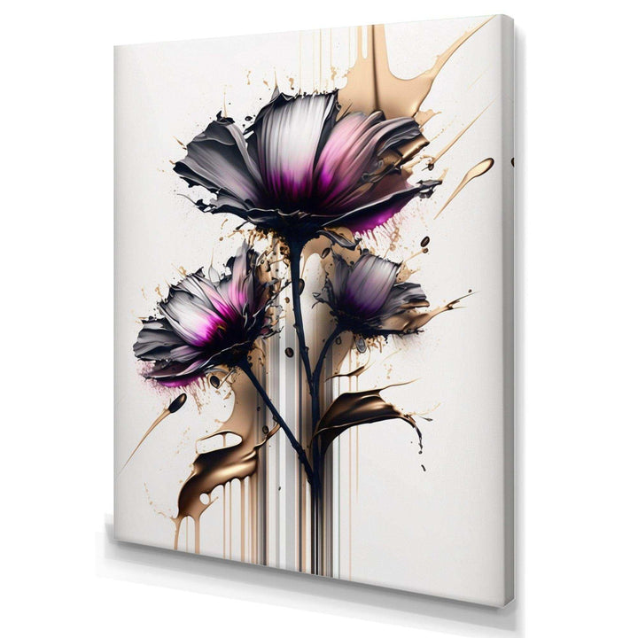 Pink Daisy Flower On Abstract Fusion III - Traditional Canvas Wall Art