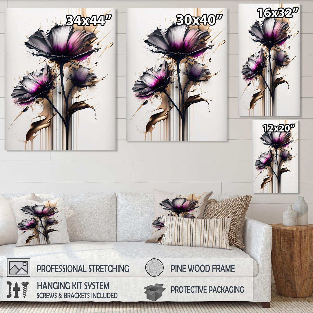 Pink Daisy Flower On Abstract Fusion III - Traditional Canvas Wall Art