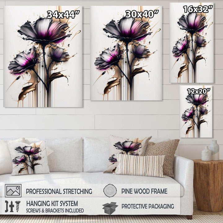 Pink Daisy Flower On Abstract Fusion III - Traditional Canvas Wall Art