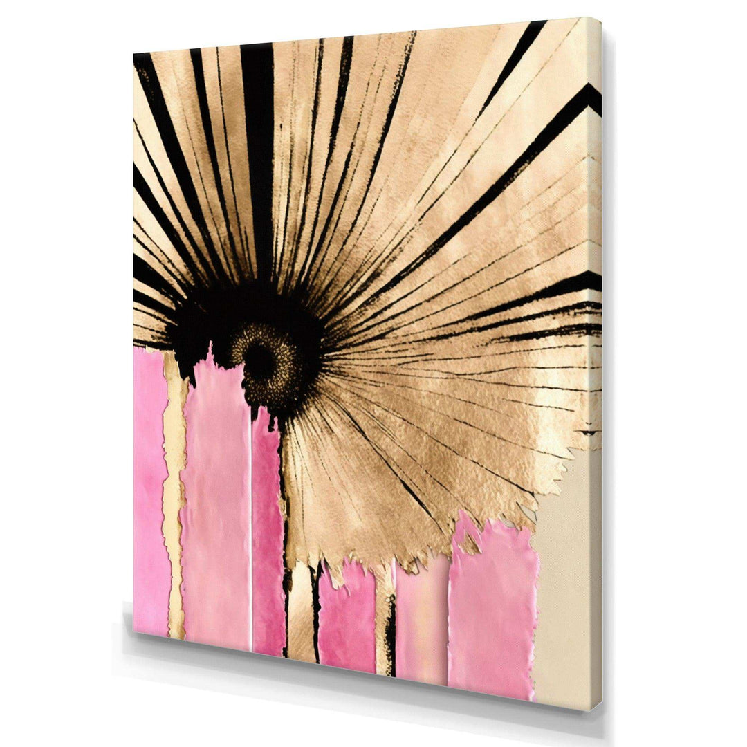 Pink Gerbera Flower On Abstract Fusion I - Traditional Living Room Wall Decor
