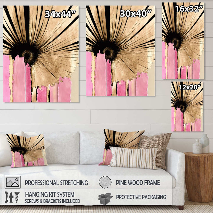 Pink Gerbera Flower On Abstract Fusion I - Traditional Living Room Wall Decor