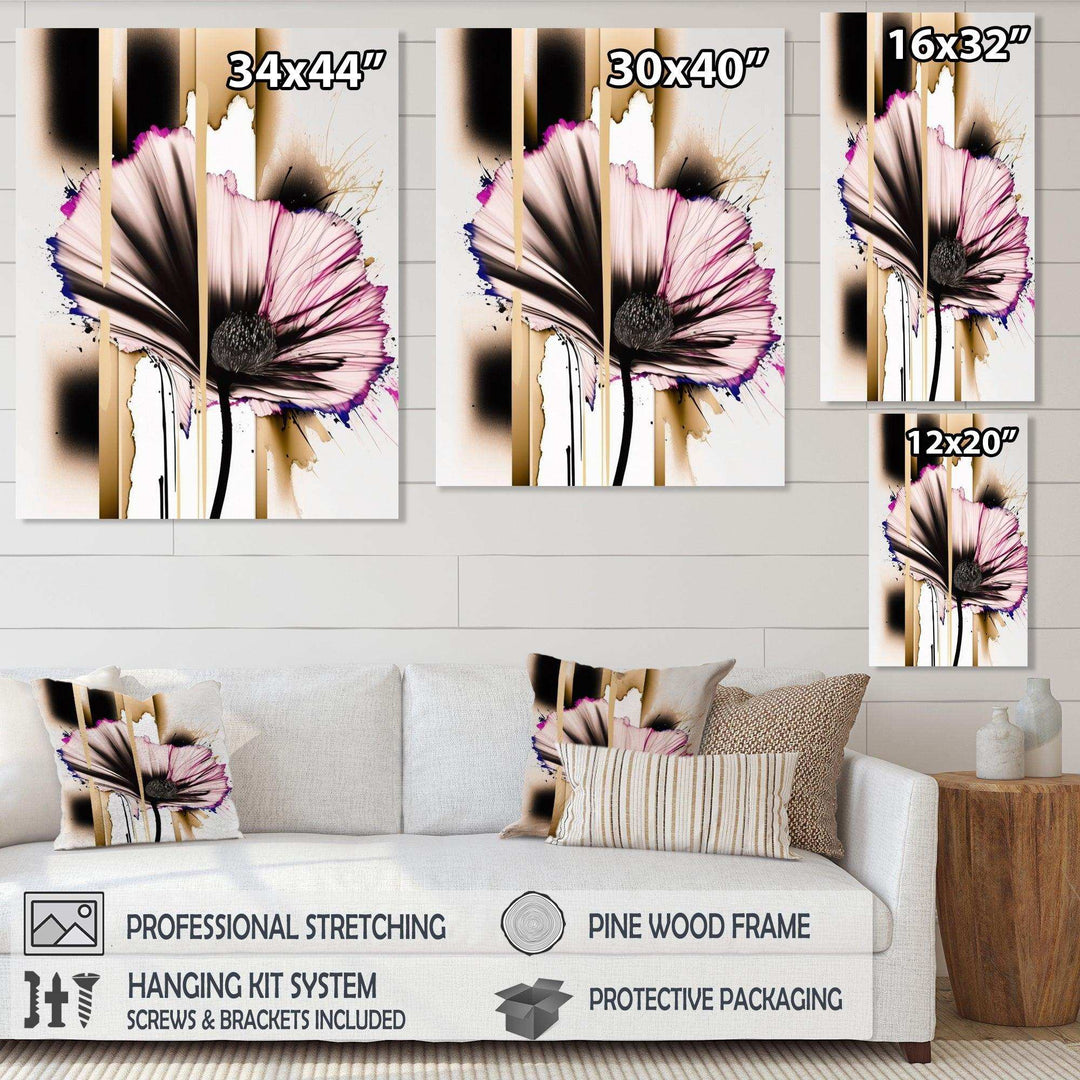 Pink Gerbera Flower On Abstract Fusion II - Traditional Bedroom Wall Art