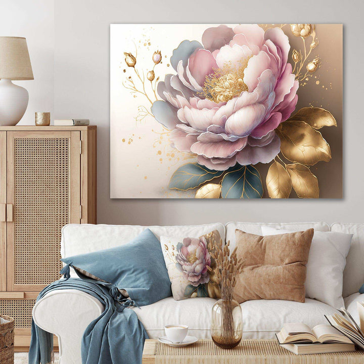 Pink And Gold Camellia Flower II