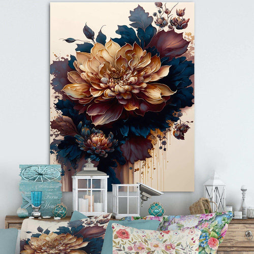 Burgundy And Blue Dahlia Bunch II
