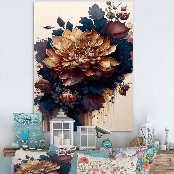Burgundy And Blue Dahlia Bunch II