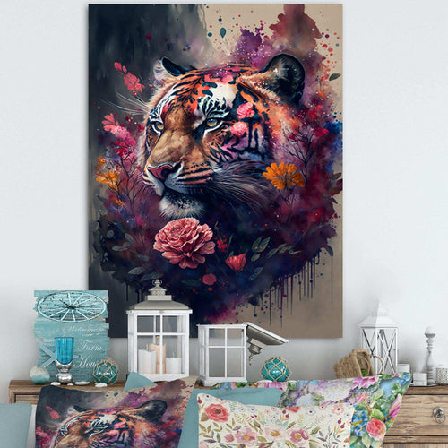 Cute Tiger Floral Art I